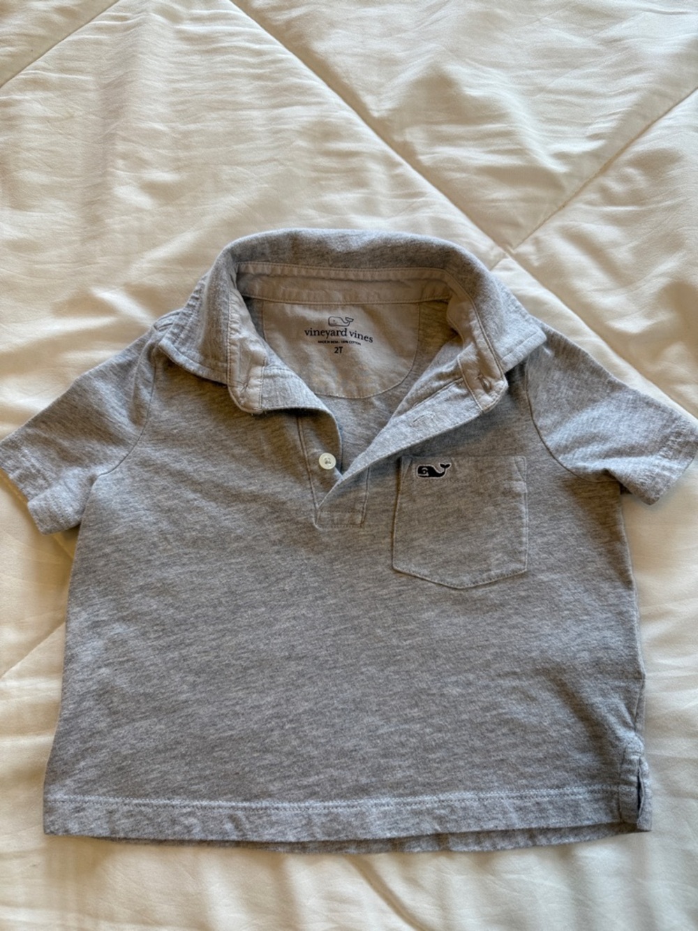 Vineyard Vines Light Gray Toddler Polo with Whale Logo